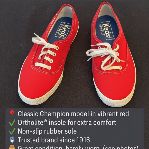 Keds Sneakers , RED, Size 6 1/2 US. - Picture 1 of 3